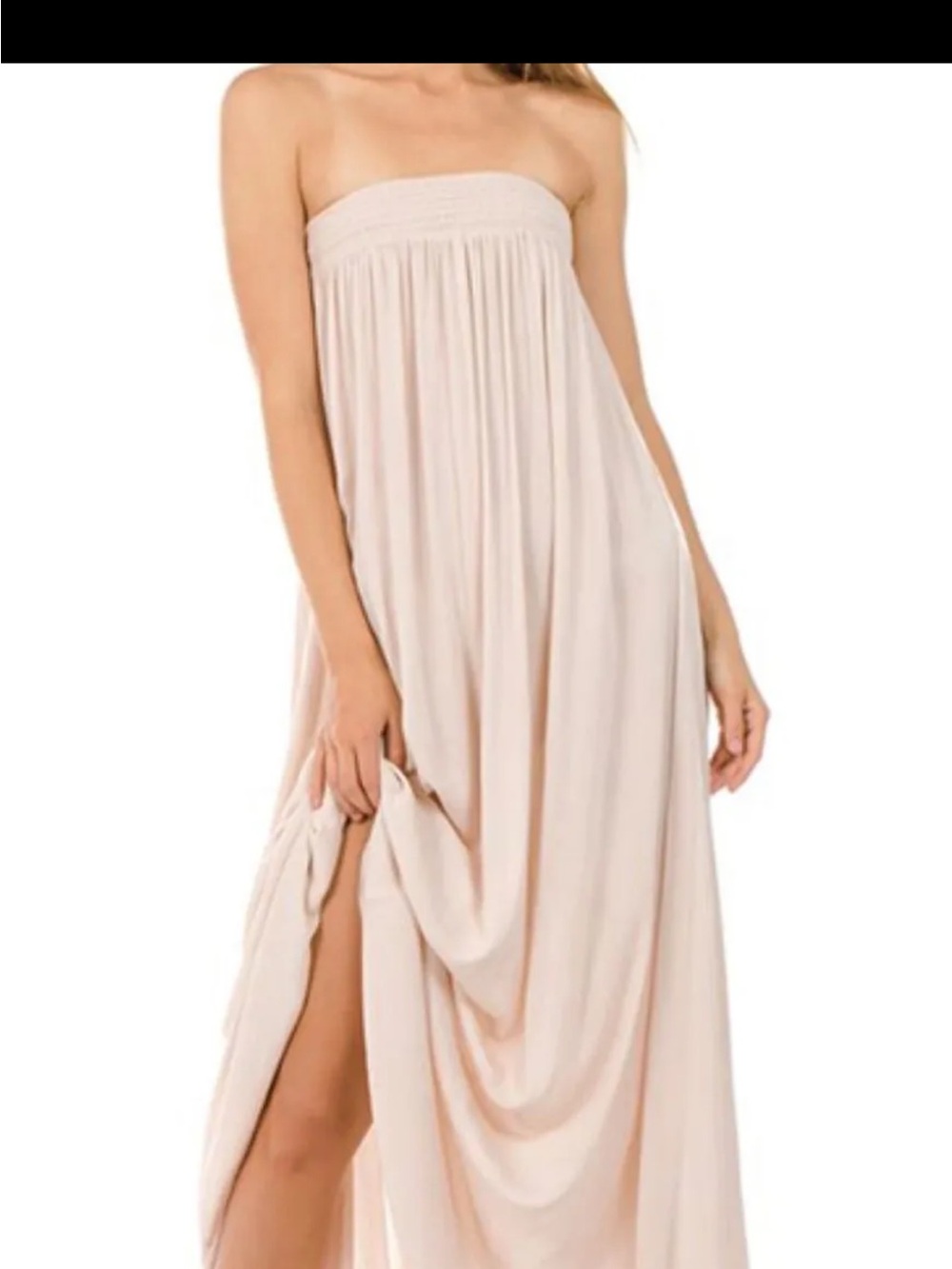 Strapless Cream Maxi Dress